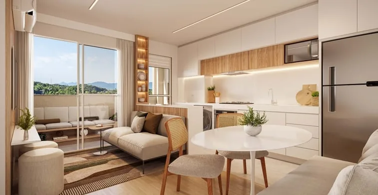 Living integrado decorado