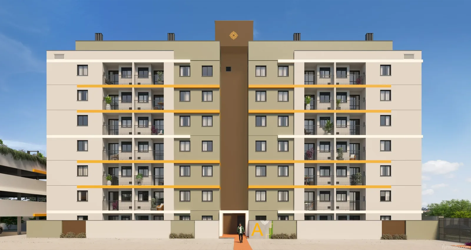 Fachada lateral (perspectiva ilustrativa)