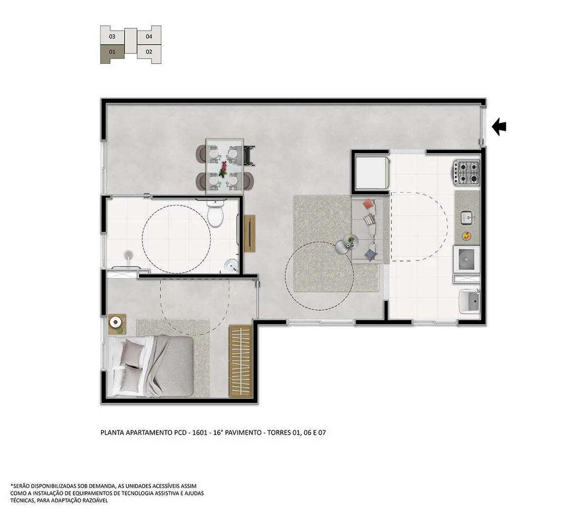 Planta Apartamento adaptado (PCD)