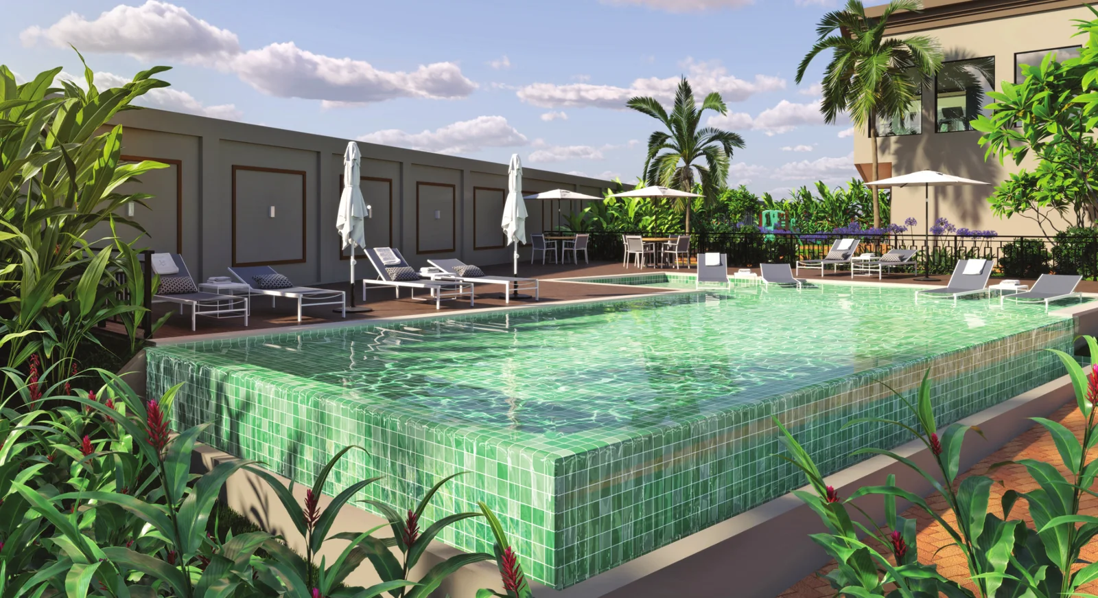 Área da piscina e deck